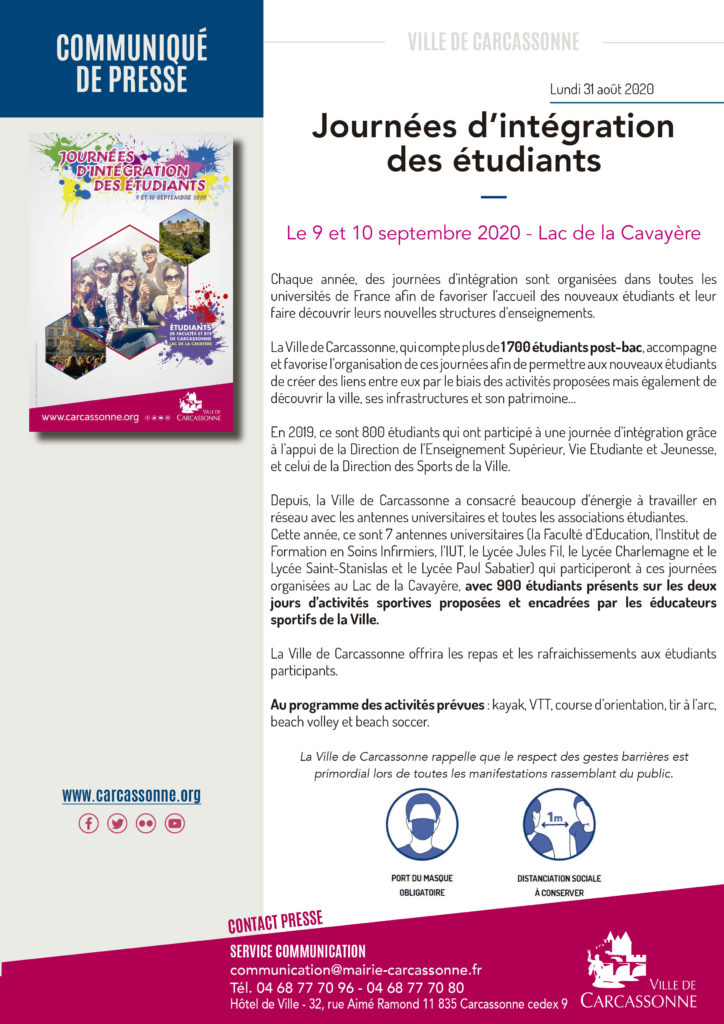 Communiqué de presse Journée d'intégration des étudiants